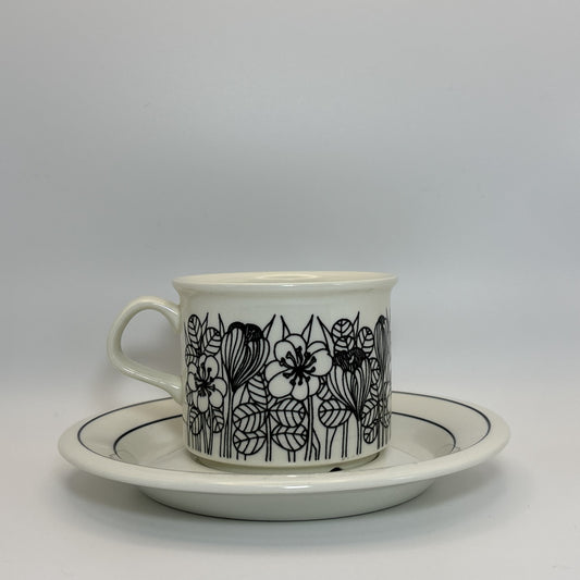 ARABIA Krokus black&white カップ&ソーサー C&S (アラビア/クロッカス) ※傷あり