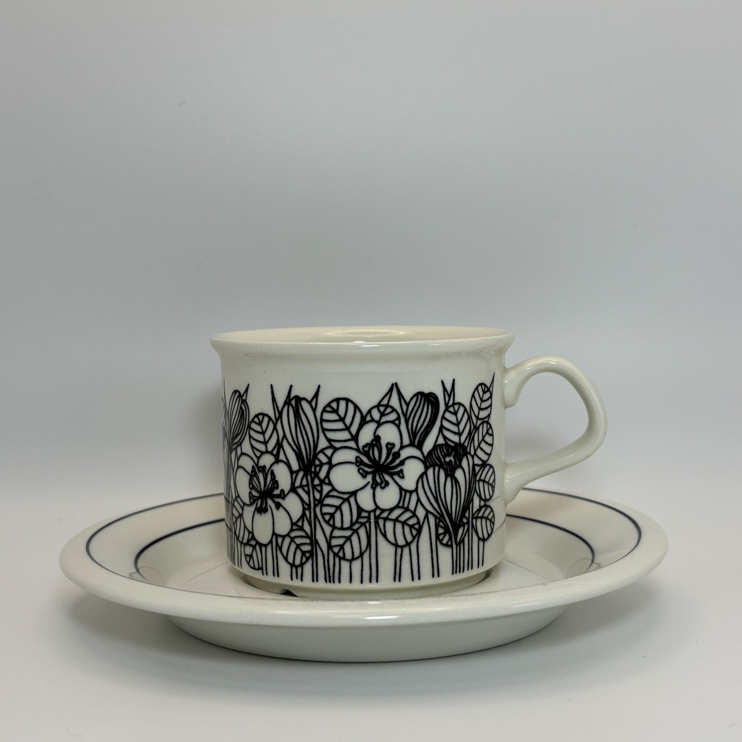 ARABIA Krokus black&white カップ＆ソーサー C&S （アラビア/クロッカス） ※傷あり