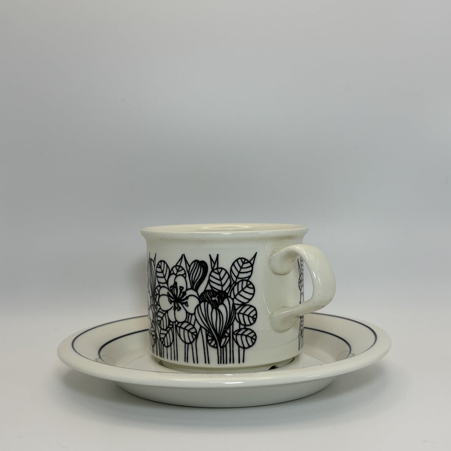 ARABIA Krokus black&white カップ＆ソーサー C&S （アラビア/クロッカス） ※傷あり