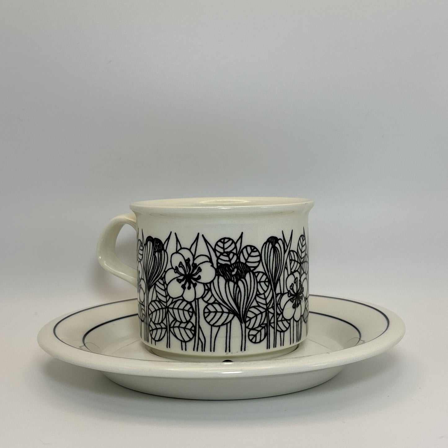 ARABIA Krokus black&white カップ＆ソーサー C&S （アラビア/クロッカス） ※傷あり
